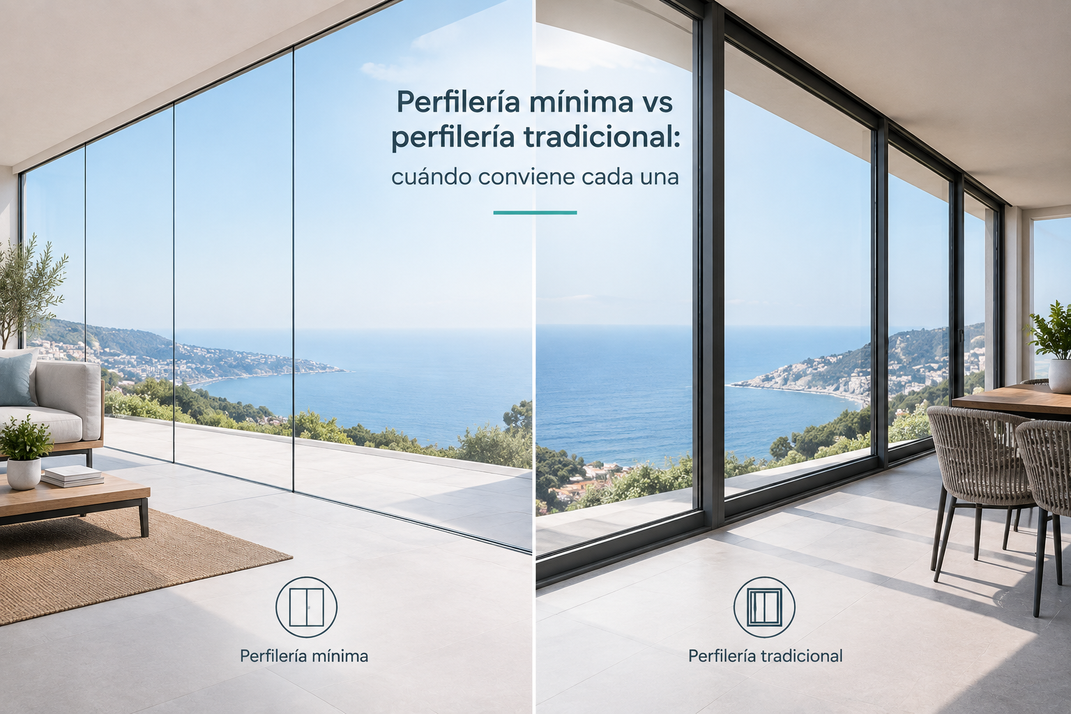 Perfilería mínima y perfilería tradicional en cerramientos acristalados